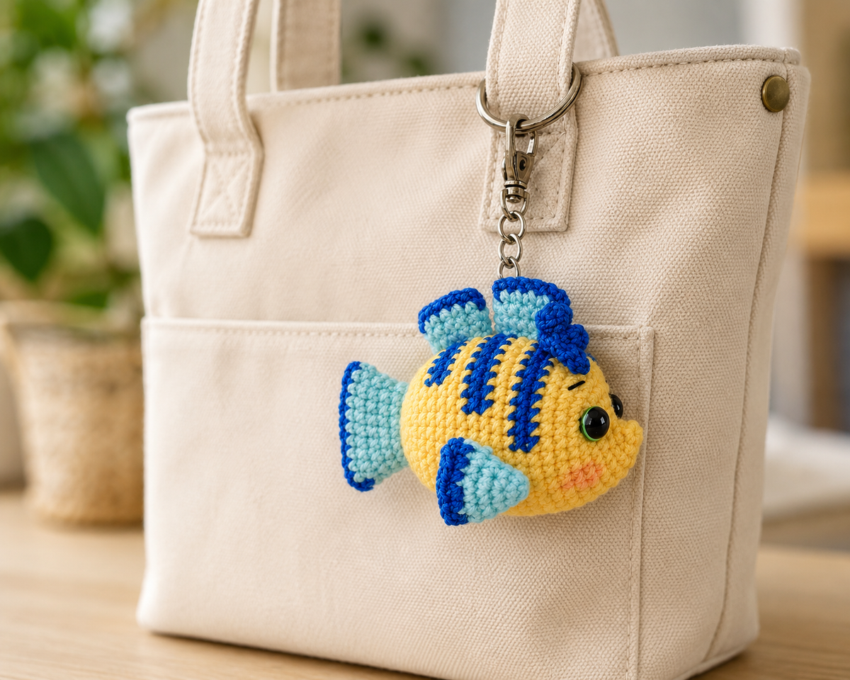 Handmade Crochet Fish Keychain Pattern| Cute Amigurumi Ocean Bag Charm | Fish Plush Keyring Gift