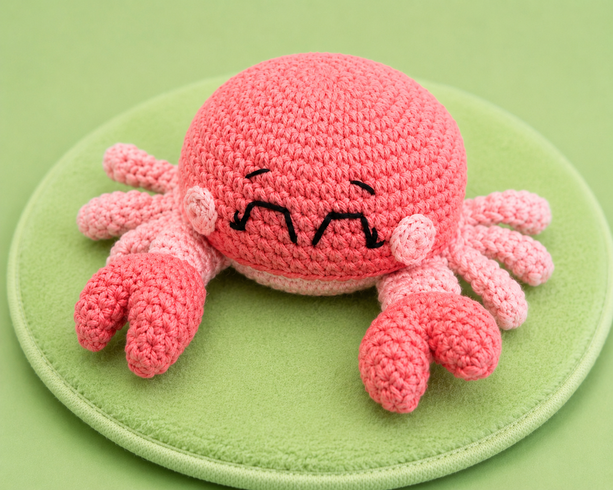 Handmade Crochet Crab Plush | Cute Amigurumi Sea Animal | Kawaii Ocean Toy Gift Pattern