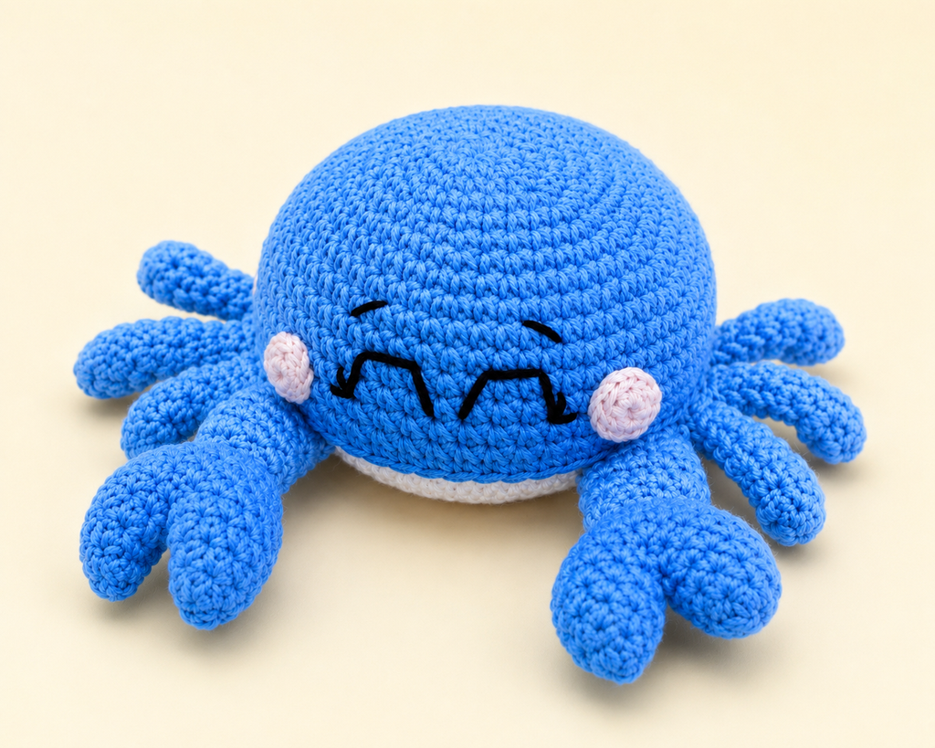 Handmade Crochet Crab Plush | Cute Amigurumi Sea Animal | Kawaii Ocean Toy Gift Pattern