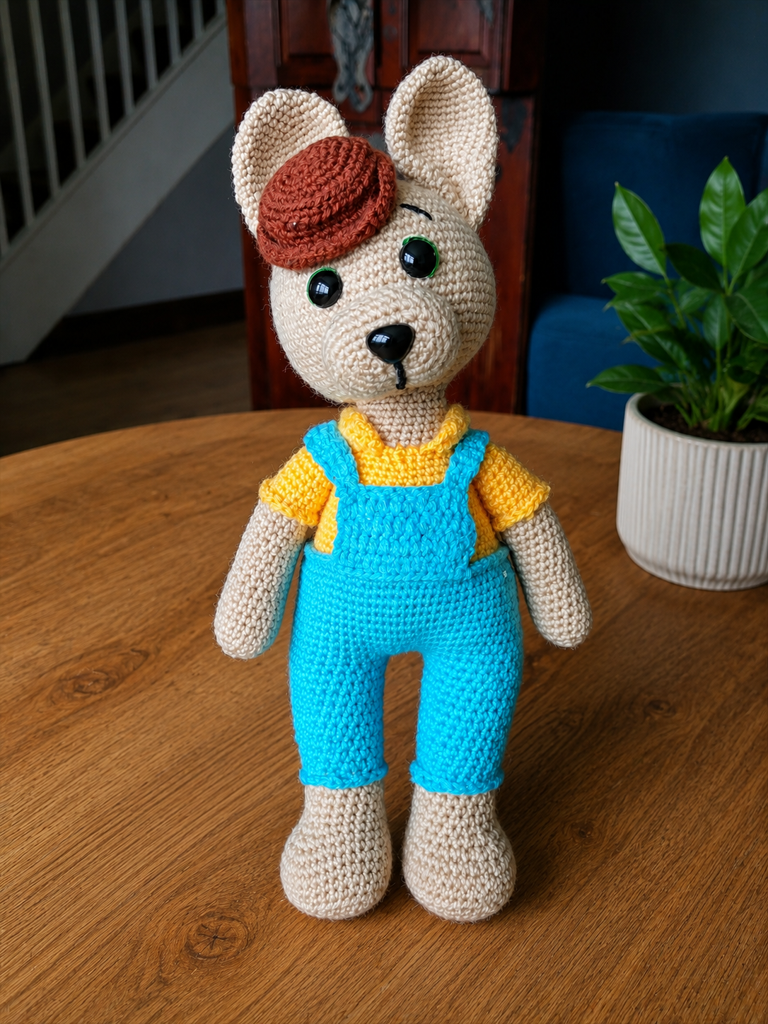 Crochet Mouse Doll Pattern PDF – Amigurumi Mouse in Overalls & Hat