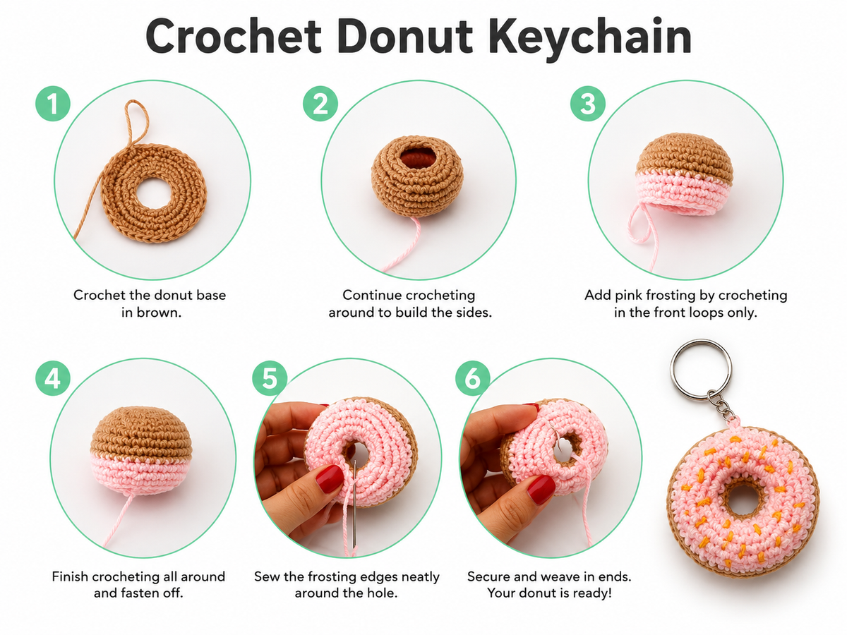 Free Easy Crochet Donut Keychain Pattern – Cute Amigurumi PDF Download