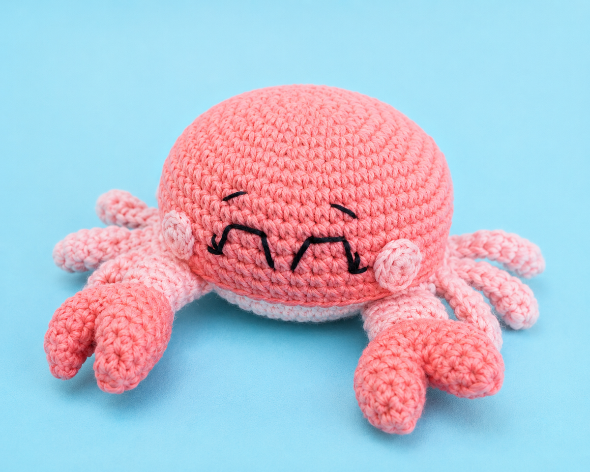 Handmade Crochet Crab Plush | Cute Amigurumi Sea Animal | Kawaii Ocean Toy Gift Pattern