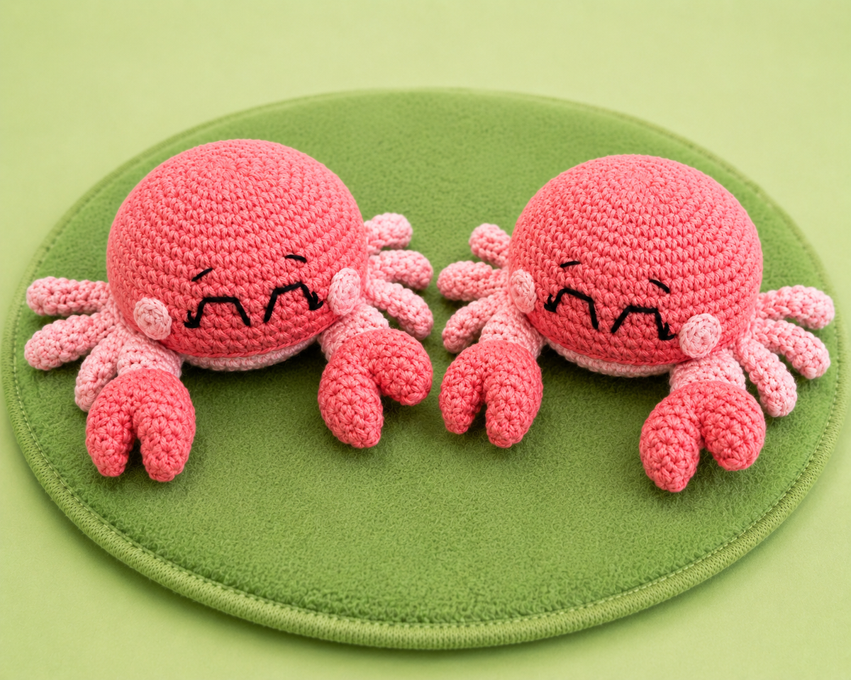 Handmade Crochet Crab Plush | Cute Amigurumi Sea Animal | Kawaii Ocean Toy Gift Pattern