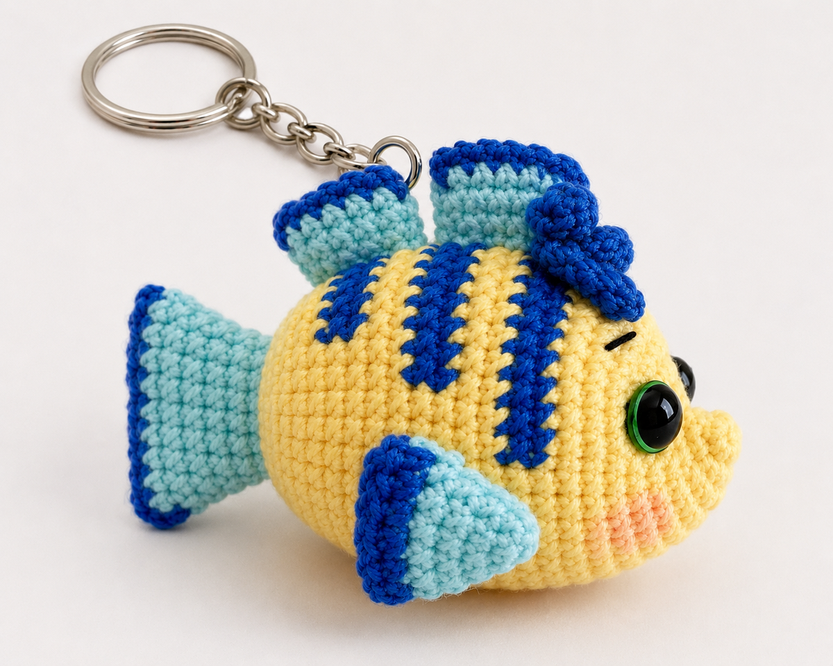 Handmade Crochet Fish Keychain Pattern| Cute Amigurumi Ocean Bag Charm | Fish Plush Keyring Gift