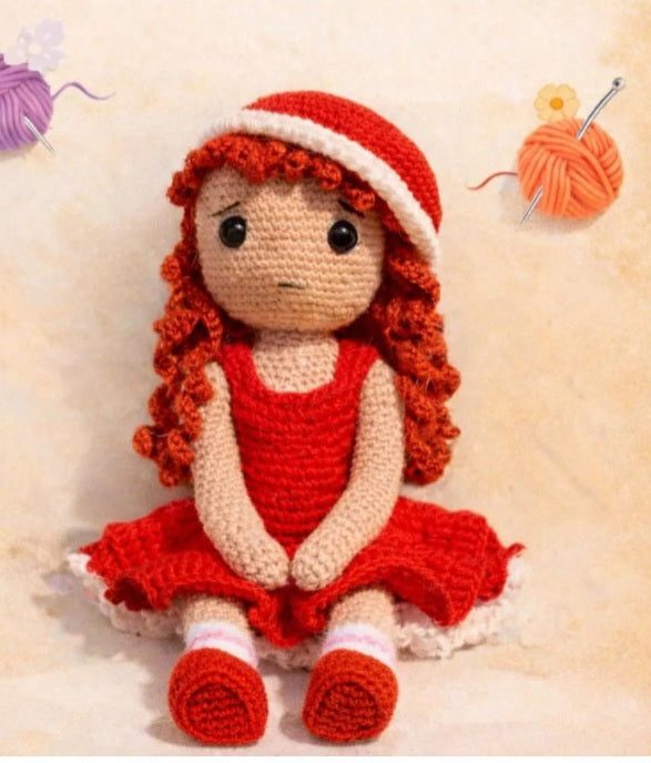 Curly Hair Amigurumi Doll Crochet Pattern | Cute Girl Doll PDF | Handmade Crochet Toy