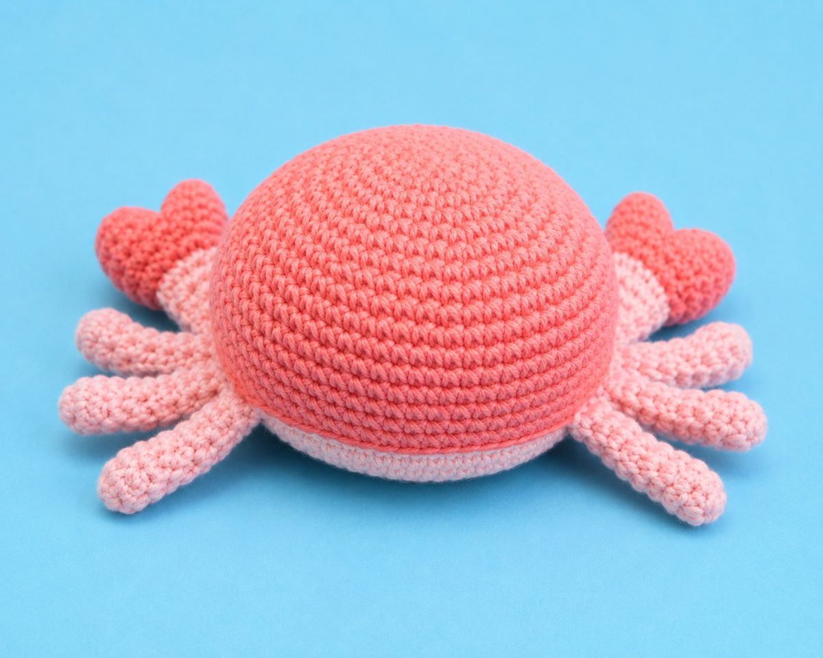 Handmade Crochet Crab Plush | Cute Amigurumi Sea Animal | Kawaii Ocean Toy Gift Pattern