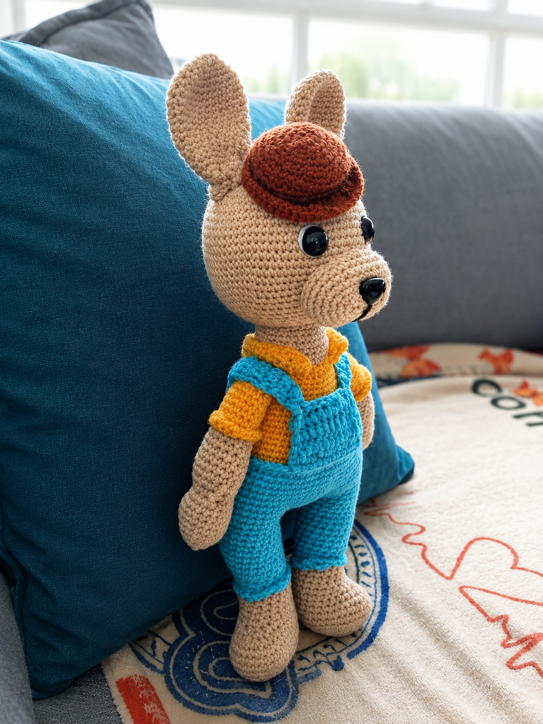 Crochet Mouse Doll Pattern PDF – Amigurumi Mouse in Overalls & Hat