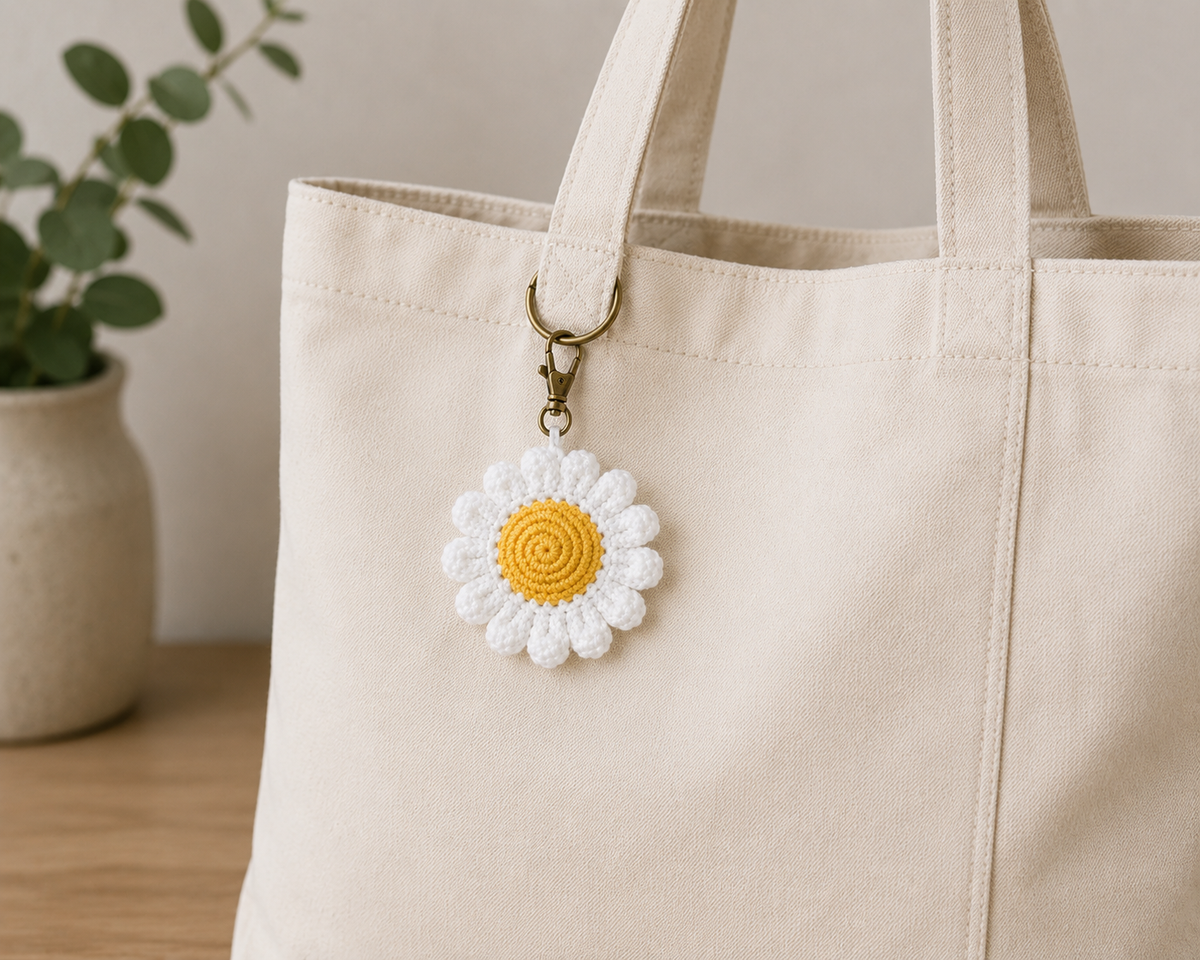Daisy Keychain Crochet Pattern FREE